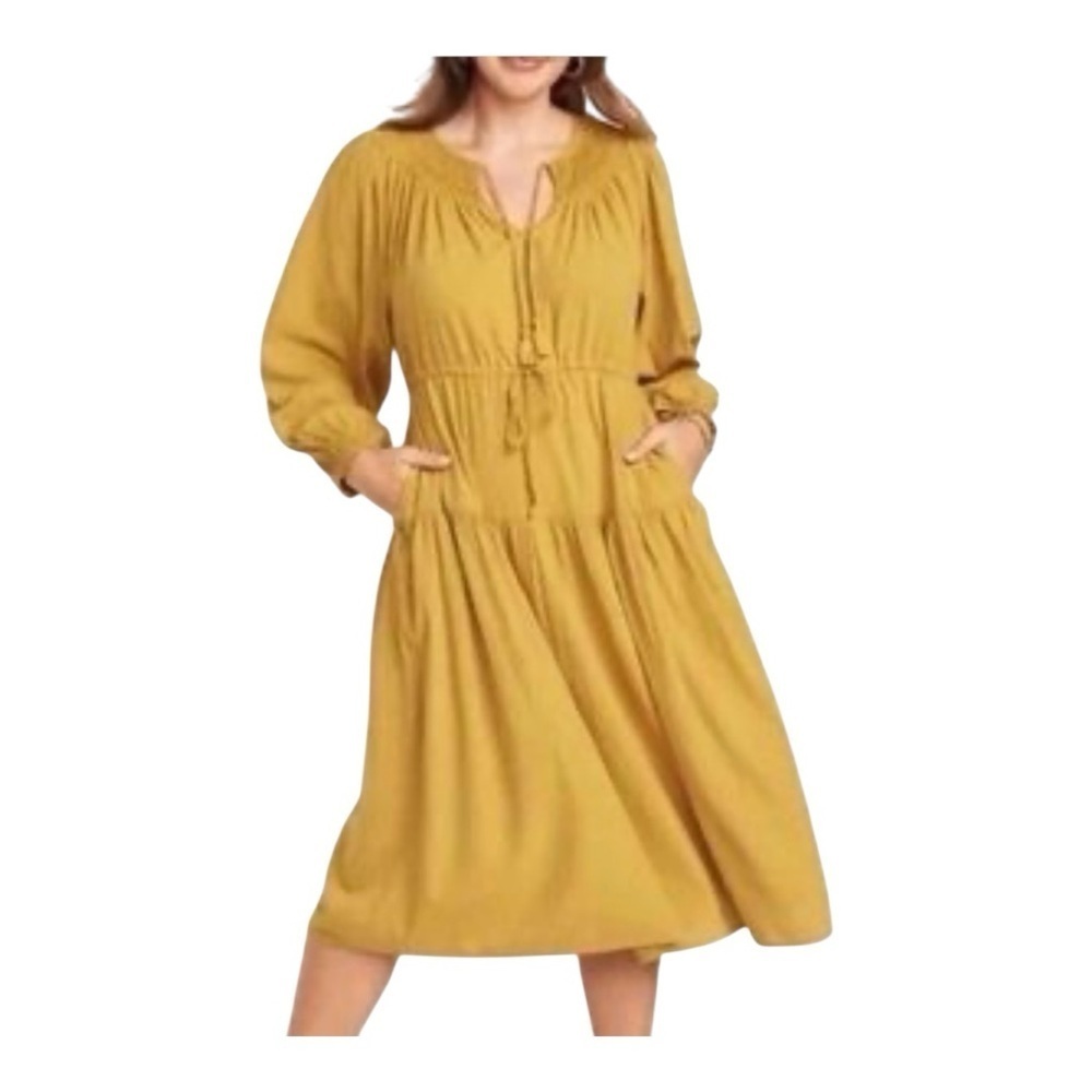 ❤️3/$15 Old Navy Mustard Long Sleeve Midi Dress